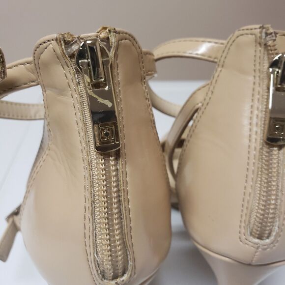 Liz Claiborne Faux Croc Tan Strap Pointy Toe Zip Accent Stiletto Sz 9M PO Exc - Picture 6 of 12